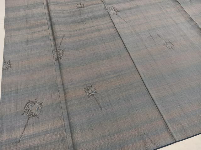 平和屋着物●小千谷紬　糸巻　反端付き　正絹　逸品　AABE6932ph