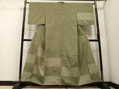 平和屋着物●紬　訪問着　横段文　正絹　逸品　AABE6941ph