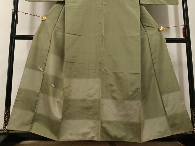 平和屋着物●紬　訪問着　横段文　正絹　逸品　AABE6941ph