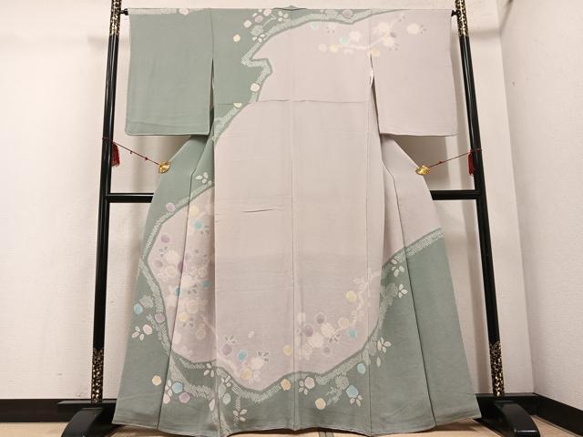 平和屋着物●訪問着　絞り　舞花文　鬼しぼ縮緬　正絹　逸品　AABE6947ph 平和屋着物○訪問着 絞り 舞花文 鬼しぼ縮緬 正絹 逸品 AABE6947ph