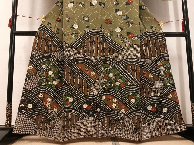 平和屋着物○ファッションデザイナー 花井幸子 訪問着 駒刺繍 草花文