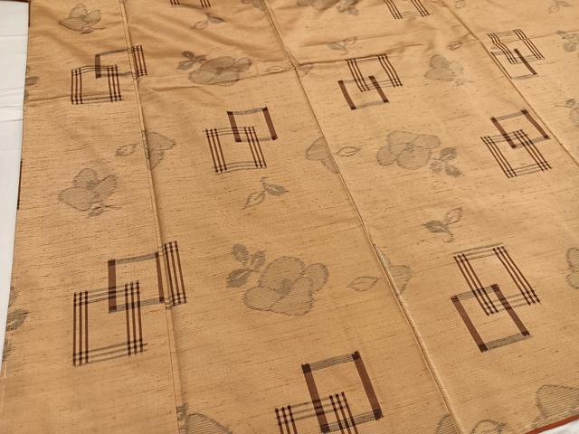 平和屋着物●上質な紬 草花文 正絹 逸品 AABE6967ph