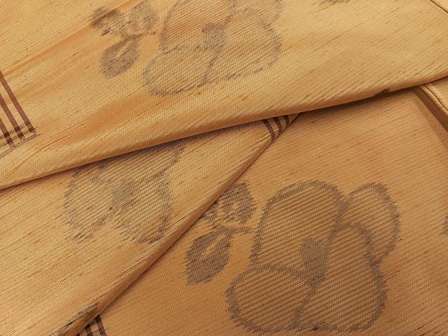 平和屋着物●上質な紬 草花文 正絹 逸品 AABE6967ph