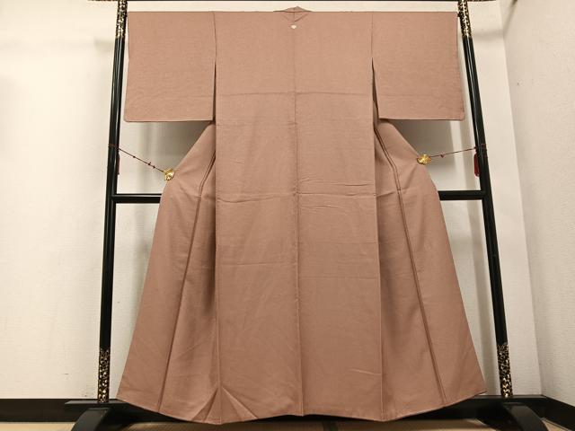 平和屋着物●上質な色無地 作家物 花地紋 赤白橡色 正絹 逸品 AABE6971ph
