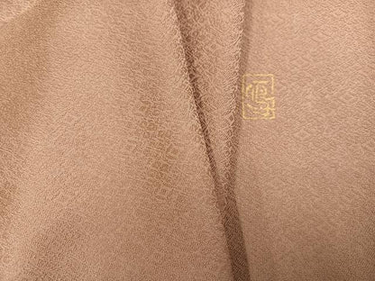 平和屋着物●上質な色無地 作家物 花地紋 赤白橡色 正絹 逸品 AABE6971ph