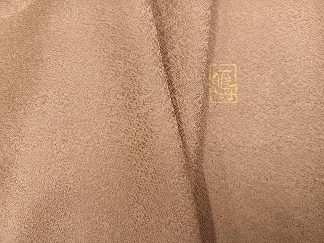 平和屋着物●上質な色無地 作家物 花地紋 赤白橡色 正絹 逸品 AABE6971ph