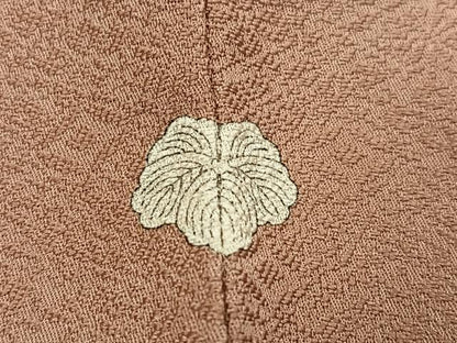 平和屋着物●上質な色無地 作家物 花地紋 赤白橡色 正絹 逸品 AABE6971ph