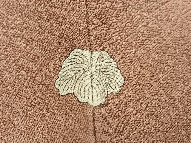 平和屋着物●上質な色無地 作家物 花地紋 赤白橡色 正絹 逸品 AABE6971ph