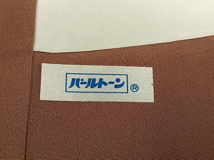 平和屋着物●上質な色無地 作家物 花地紋 赤白橡色 正絹 逸品 AABE6971ph