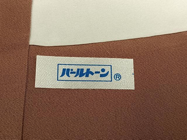 平和屋着物●上質な色無地 作家物 花地紋 赤白橡色 正絹 逸品 AABE6971ph