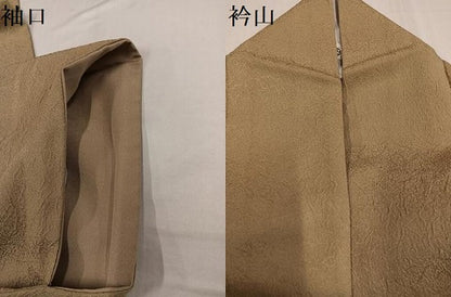 平和屋着物●上質な色無地　紋意匠　枯色　正絹　逸品　AABE6978ph
