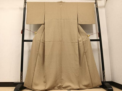平和屋着物●上質な色無地　紋意匠　枯色　正絹　逸品　AABE6978ph