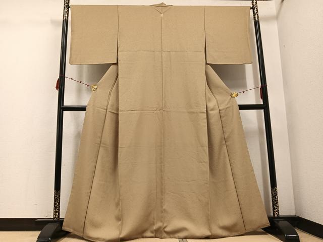 平和屋着物●上質な色無地　紋意匠　枯色　正絹　逸品　AABE6978ph