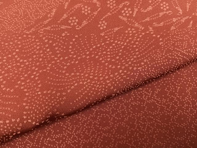 平和屋着物●上質な色無地 草花地紋 鳶色 正絹 逸品 AABE6979ph