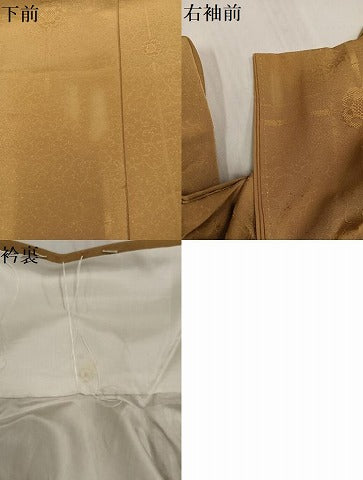 平和屋着物●上質な色無地　花地紋　榛色　正絹　逸品　AABE6980ph