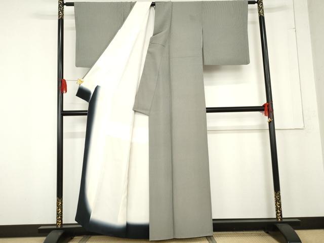 平和屋着物●江戸小紋　万筋　丼鼠色×素色　正絹　逸品　AABE7004cs