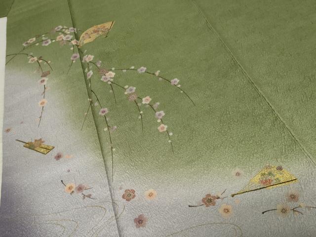 平和屋着物●訪問着　扇面枝垂れ花文　暈し染め　金彩　やまと誂製　正絹　逸品　AABE7014cs