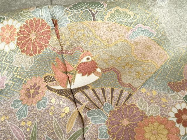 平和屋着物○訪問着 絞り 鴛鴦吉祥草花文 暈し染め 金彩 仮