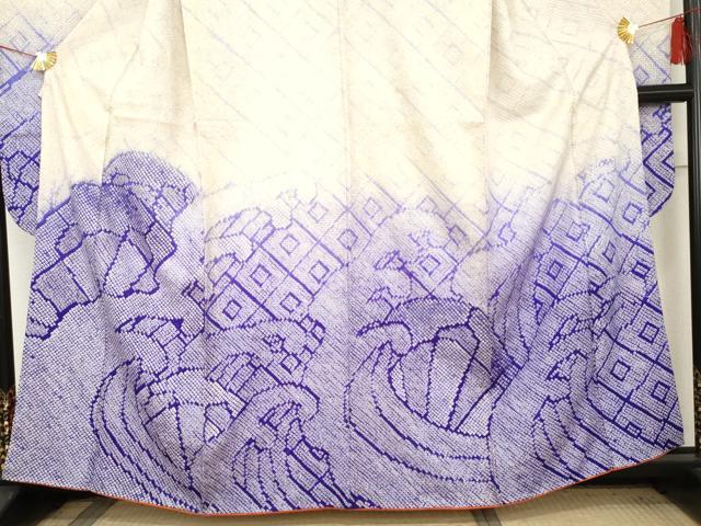 平和屋着物○豪華振袖 総絞り 立波文 暈し染め 正絹 逸品 AABE7020cs