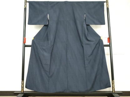 平和屋着物●本塩沢　110亀甲　斜縞　正絹　逸品　AABE7022cs