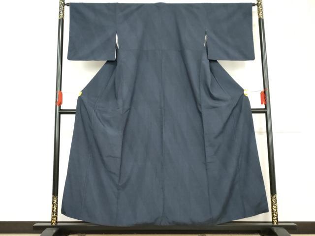 平和屋着物●本塩沢　110亀甲　斜縞　正絹　逸品　AABE7022cs