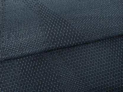 平和屋着物●本塩沢　110亀甲　斜縞　正絹　逸品　AABE7022cs