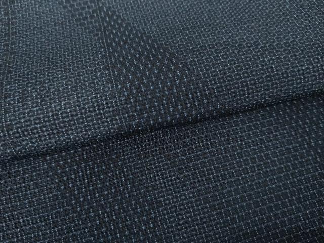 平和屋着物●本塩沢　110亀甲　斜縞　正絹　逸品　AABE7022cs