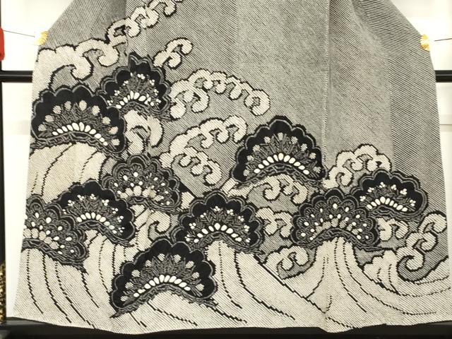 平和屋着物●本疋田絞り　訪問着　総絞り　立波松文　黒地　正絹　逸品　AABE7048cs