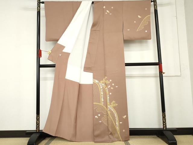 平和屋着物●訪問着　友禅　立波花唐草文　金彩　正絹　逸品　AABE7051cs