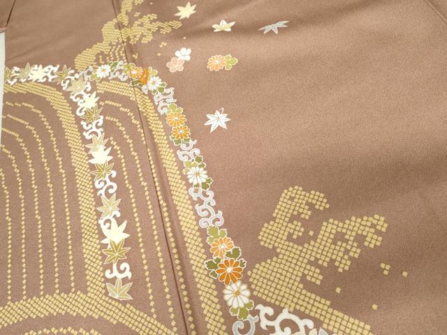 平和屋着物●訪問着　友禅　立波花唐草文　金彩　正絹　逸品　AABE7051cs