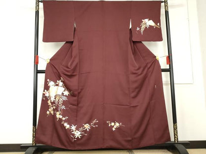 平和屋着物●金彩友禅　卓越技能者・名工・和田光正　訪問着　扇面枝花文　金銀彩　小田急百貨店扱い　正絹　逸品　AABE7052cs