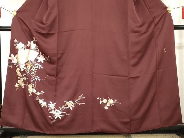 平和屋着物●金彩友禅　卓越技能者・名工・和田光正　訪問着　扇面枝花文　金銀彩　小田急百貨店扱い　正絹　逸品　AABE7052cs