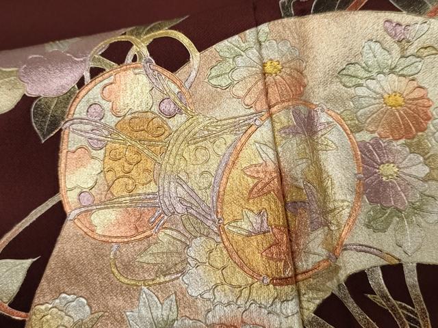 平和屋着物●金彩友禅　卓越技能者・名工・和田光正　訪問着　扇面枝花文　金銀彩　小田急百貨店扱い　正絹　逸品　AABE7052cs