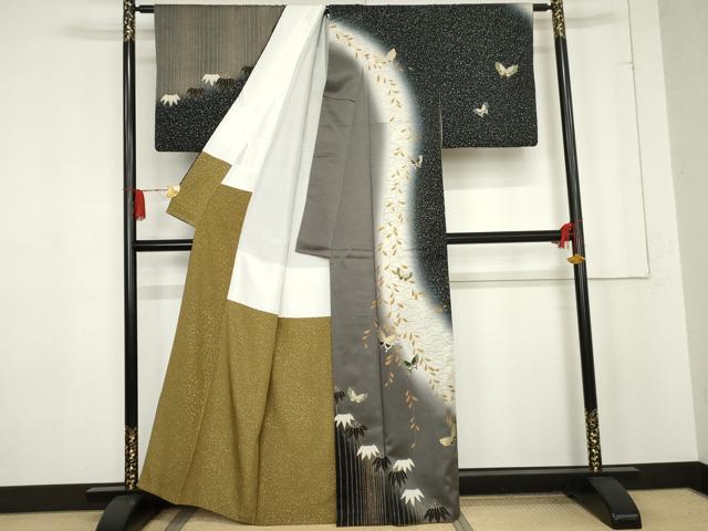 金継ぎ着物 Theater INVI 鷺森アグリ agris 黒×ベージュ S 金継ぎ着物 Theater INVI 鷺森アグリ agris 黒×ベージュ S SUSURI