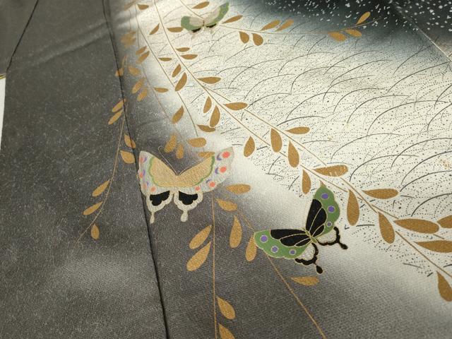 金継ぎ着物 Theater INVI 鷺森アグリ agris 黒×ベージュ S 近清絞り 麻紗（あさ） もじり袖 短衣（たんい） 単（ひとえ