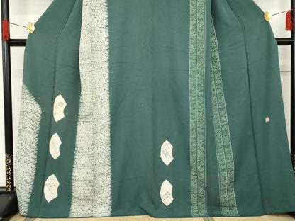 平和屋着物●訪問着 作家物 杢目絞り 地紙花文 正絹 逸品 AABE7082cs