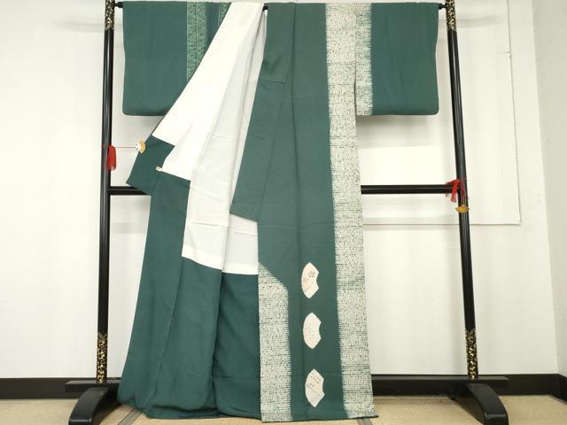 平和屋着物●訪問着 作家物 杢目絞り 地紙花文 正絹 逸品 AABE7082cs