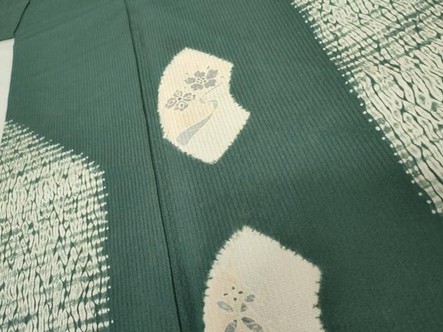 平和屋着物●訪問着 作家物 杢目絞り 地紙花文 正絹 逸品 AABE7082cs