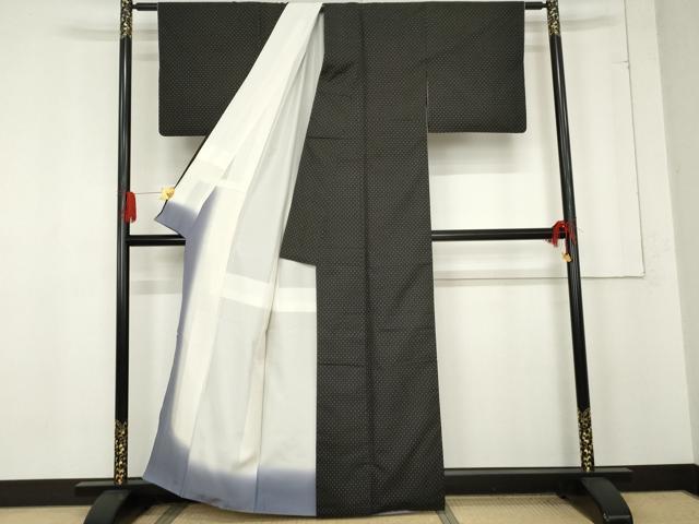 平和屋着物○本場大島紬 経緯絣 黒地 正絹 逸品 AABE7094cs