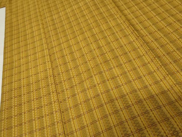 平和屋着物●山下八百子　本場黄八丈　紬　市松綾織　格子　正絹　逸品　AABE7095cs
