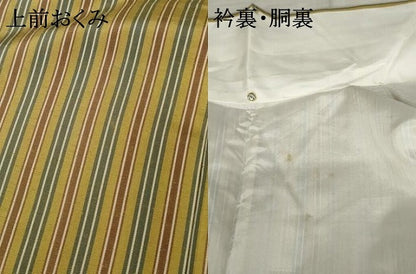 平和屋着物●上質な紬　縞　正絹　逸品　AABE7109cs