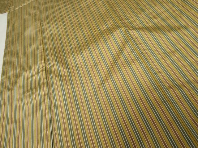 平和屋着物●上質な紬　縞　正絹　逸品　AABE7109cs
