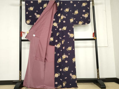 平和屋着物●こむさでもーど・COMME CA DU MODE　小紋　花糸巻文　洗える着物　未使用　AABE7110cs