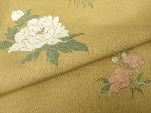 平和屋着物●皇室献上本舗　訪問着　寿光織　草花文　金糸　反端付き　正絹　逸品　未使用　AABE7111cs 平和屋着物○皇室献上本舗 訪問着 寿光織 草花文 金糸 反端付き 正絹