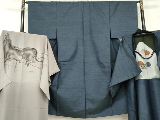 平和屋着物●男性　本場大島紬　アンサンブル　長襦袢(袷)セット　亀甲絣　正絹　逸品　AABE1987fy 平和屋着物○男性 本場大島紬 アンサンブル 長襦袢(袷)セット 亀甲絣