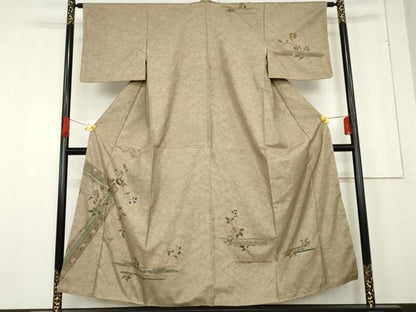 平和屋着物●本場大島紬　訪問着　中国三大刺繍　汕頭刺繍　スワトウ刺繍　更紗枝花文　金糸　正絹　逸品　未使用　AABE7116cs