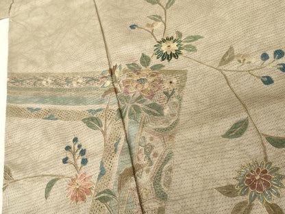 平和屋着物●本場大島紬　訪問着　中国三大刺繍　汕頭刺繍　スワトウ刺繍　更紗枝花文　金糸　正絹　逸品　未使用　AABE7116cs