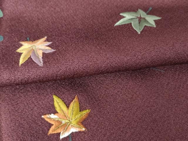 平和屋着物●森英恵・HANAE MORI　訪問着　刺繍　竜田川　金糸　金彩　ロング丈　正絹　逸品　AABE7119cs
