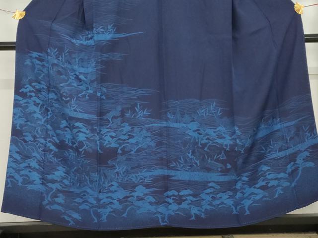 平和屋着物●訪問着　本藍　浜松風景文　正絹　逸品　AABE7120cs 平和屋着物○訪問着 本藍 浜松風景文 正絹 逸品 AABE7120csの通販 by