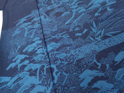 平和屋着物●訪問着　本藍　浜松風景文　正絹　逸品　AABE7120cs